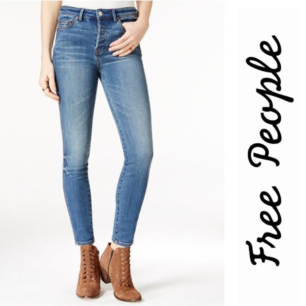 FREE PEOPLE Skinny Jeans Medium Wash 26 Crop Ankle